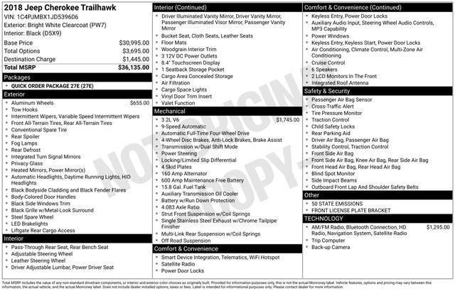 2018 Jeep Cherokee Trailhawk 4x4