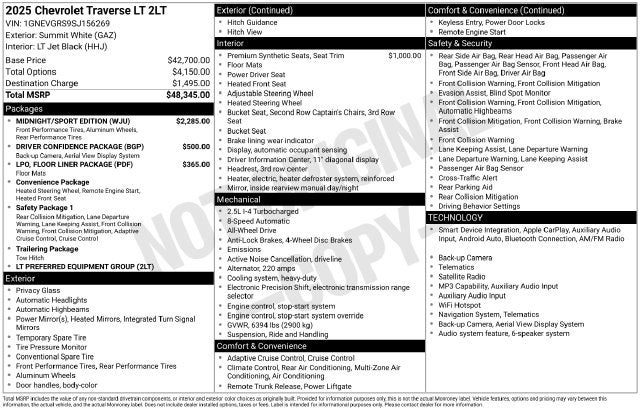 2025 Chevrolet Traverse AWD LT