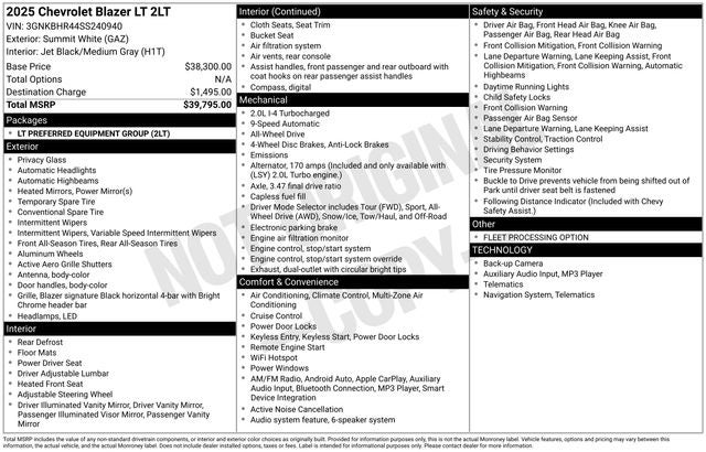 2025 Chevrolet Blazer AWD 2LT