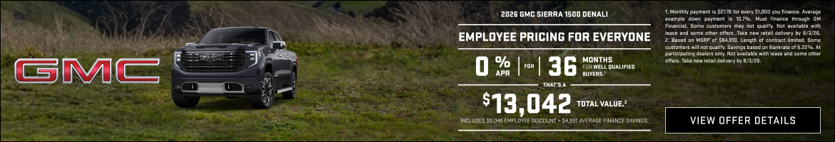 EMPLOYEE PRICING FOR EVERYONE

0% APR FOR 36 MONTHS for well-qualified buyers.1

That is a $13,04...