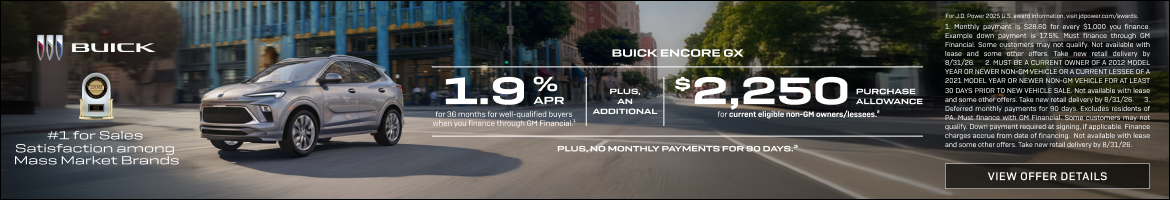 1.9% APR FOR 36 MONTHS 
FOR WELL-QUALIFIED BUYERS when you finance through GM Financial.1

Plus, ...